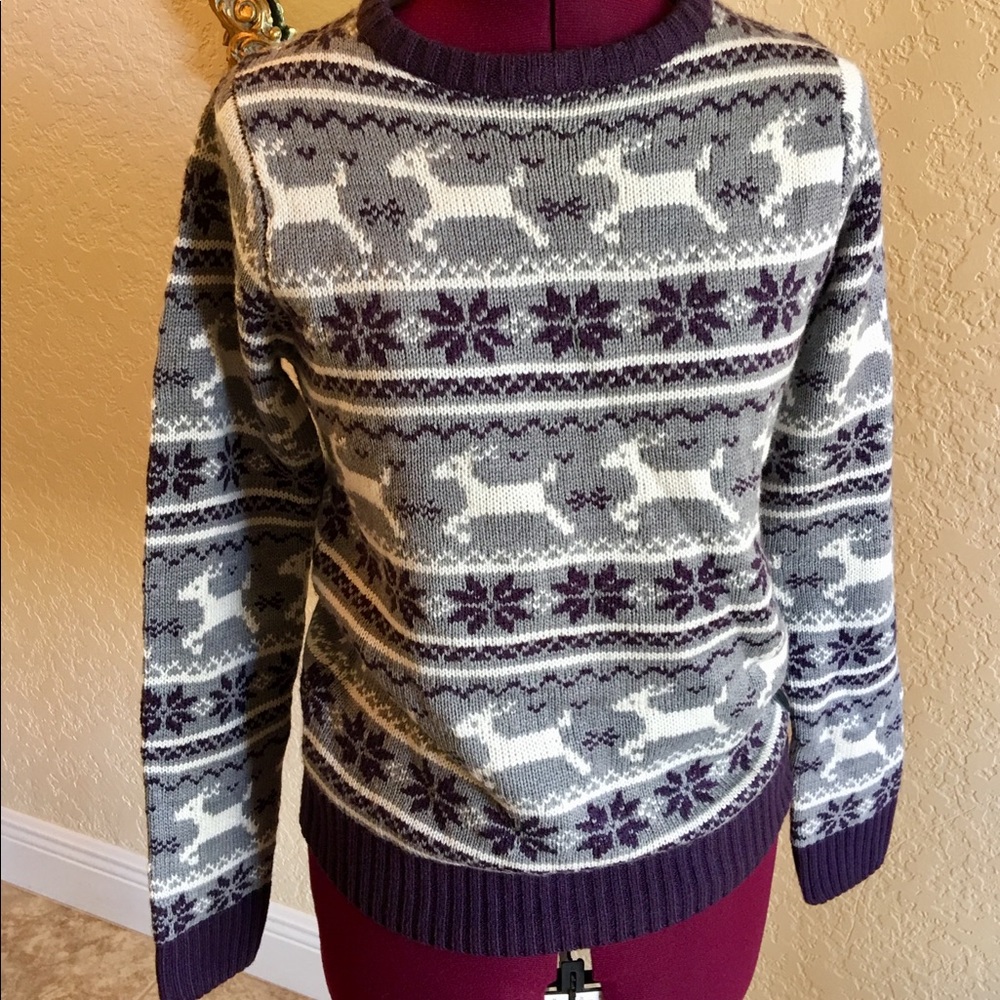 SOULSTAR Snowflake Reindeer Ugly Christmas Sweater